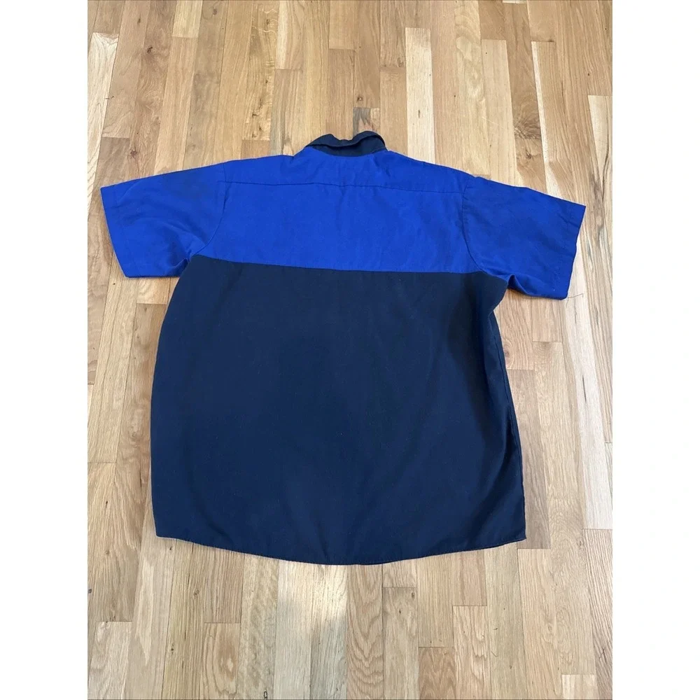 Goodyear Mechanic Shirt Mens 17.5 Blue Black Work Shirt‎ UniFirst Terrance